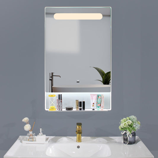 Miroir de maquillage de salle de bain avec interrupteur infrarouge à montage mural de 22"L x 34"H éclairé par LED avec étagère