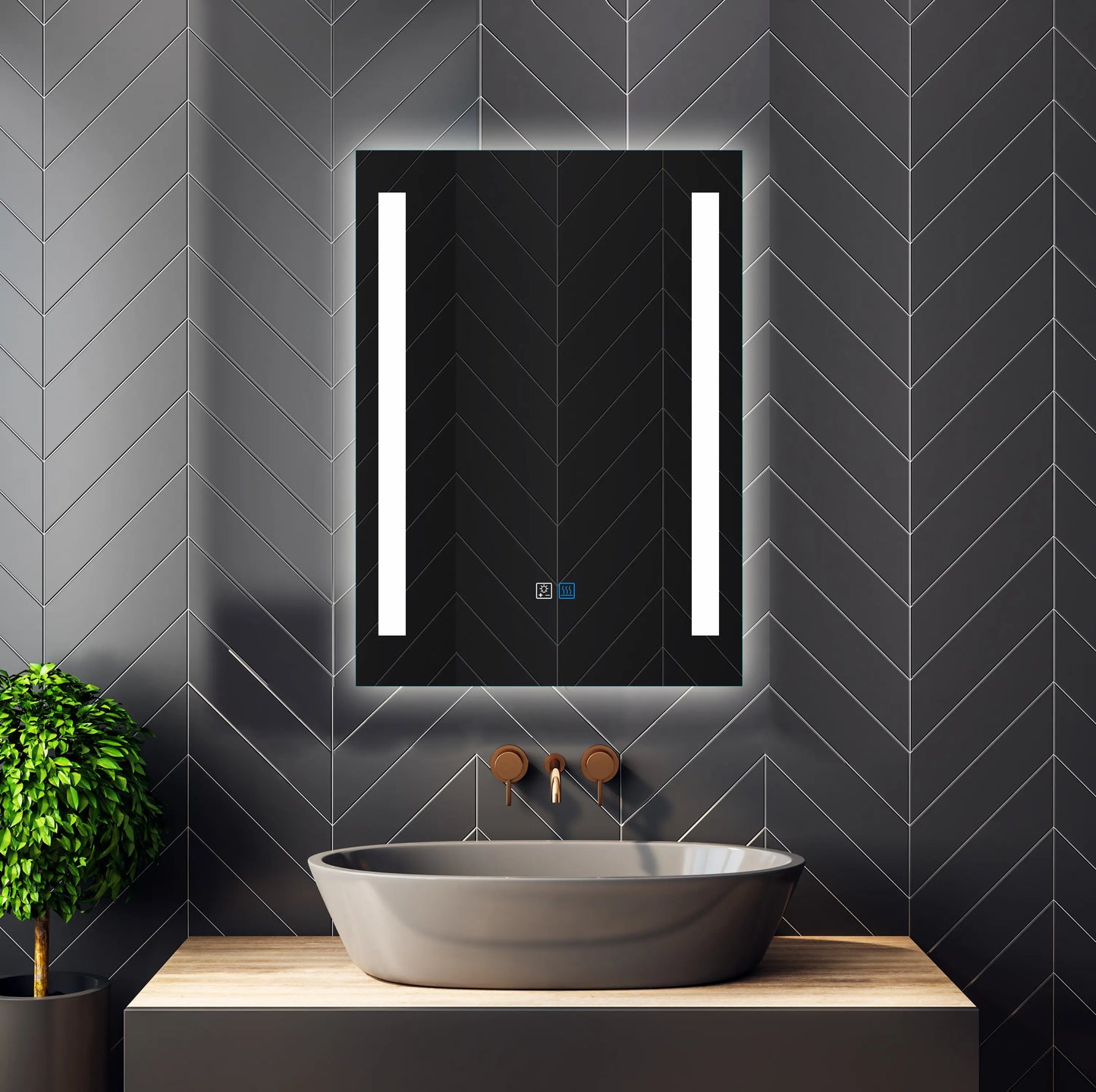 Miroir de maquillage de salle de bain rectangulaire sans cadre à montage mural éclairé par LED - 20x28 / 32x24 / 40x24