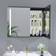 Miroir d'armoire à pharmacie noir à éclairage LED de 34 po L x 26 po H à fixation murale pour salle de bain