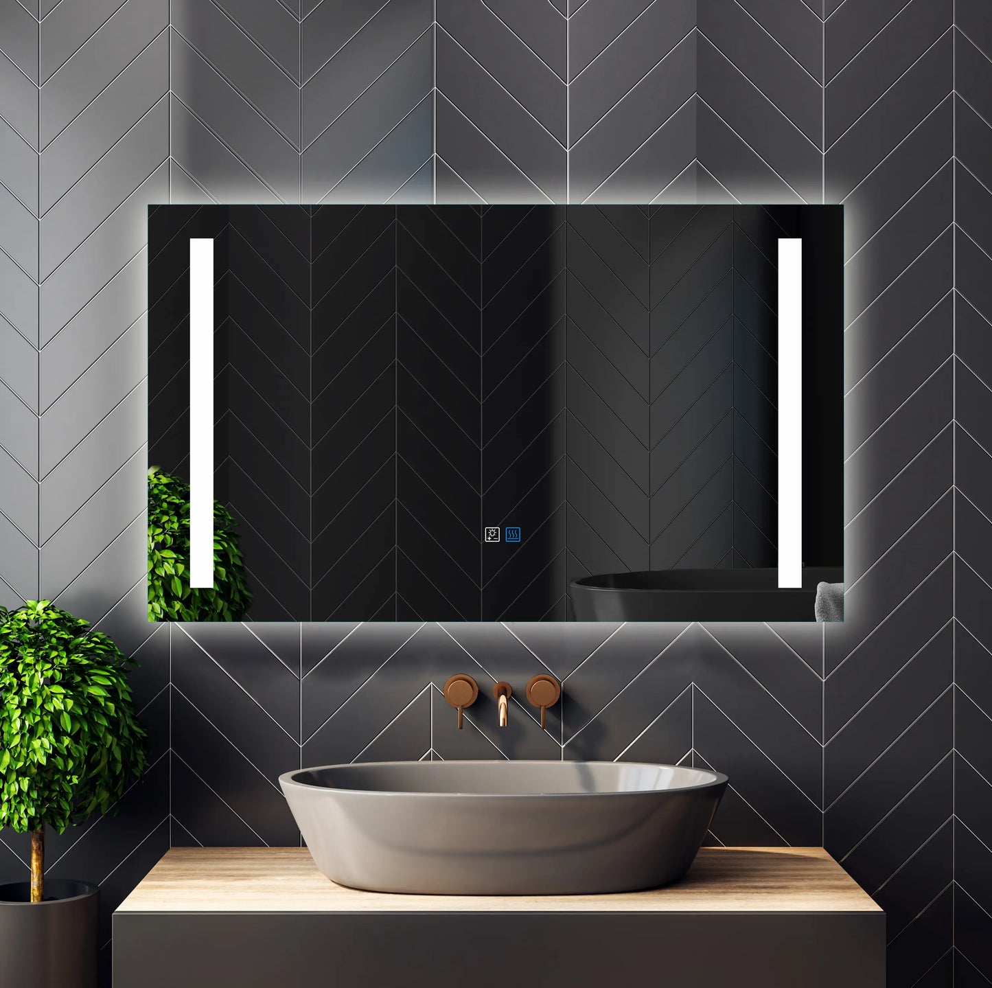 Miroir de maquillage de salle de bain rectangulaire sans cadre à montage mural éclairé par LED - 20x28 / 32x24 / 40x24