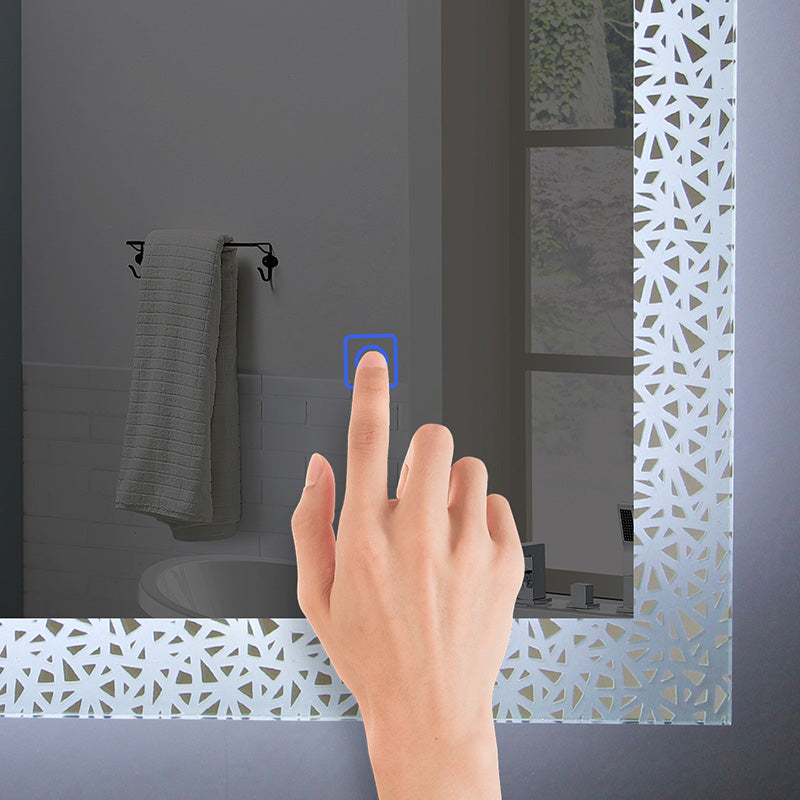 Miroir de maquillage de salle de bain rectangulaire sans cadre à montage mural éclairé par LED - 20x28 / 32x24 / 40x24