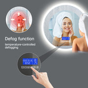 Miroir de maquillage de salle de bains d'appel de musique Bluetooth intelligent sans cadre fixé au mur éclairé par LED