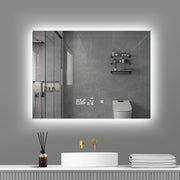Miroir de maquillage de salle de bain intelligent sans cadre rectangulaire à montage mural éclairé par LED - 20x28 / 32x24 / 40x24