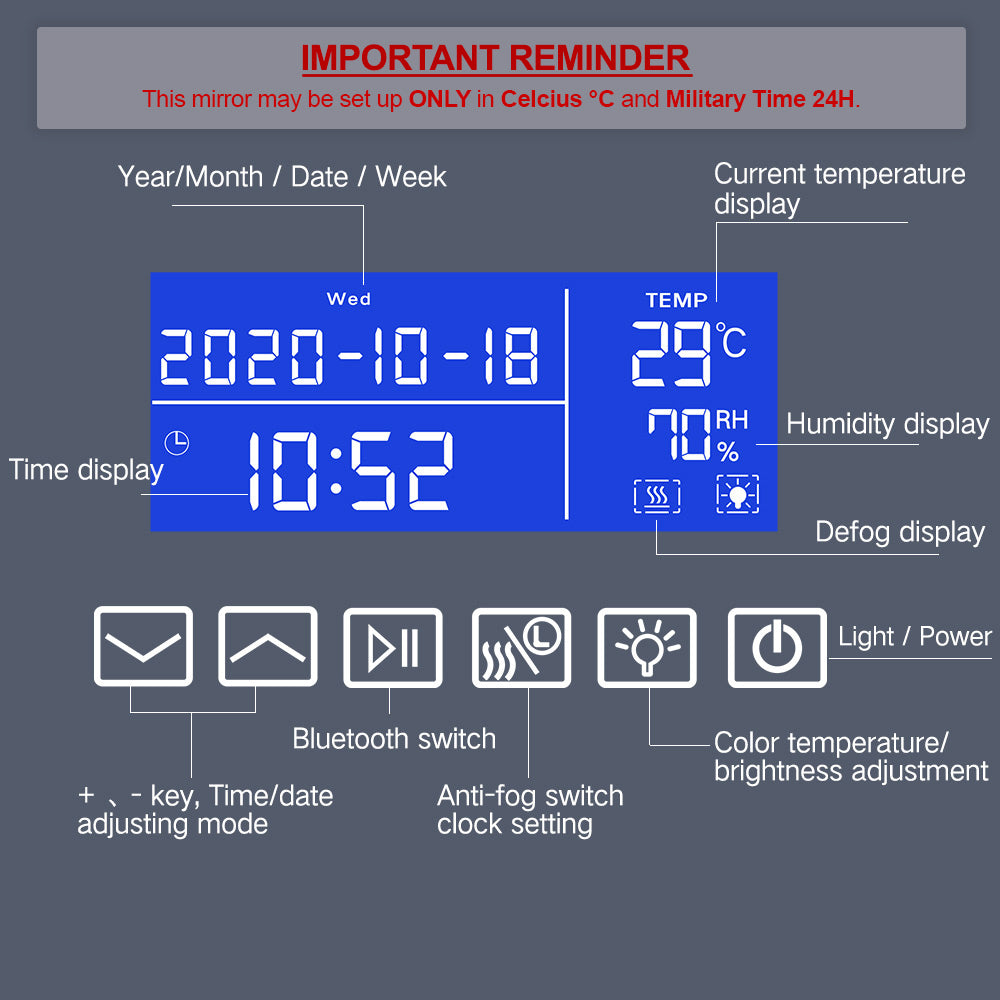 Round Bluetooth Speaker Music Call Vanity Mirror with Lights