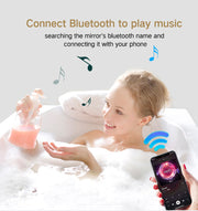 Miroir de maquillage de salle de bains d'appel de musique Bluetooth intelligent sans cadre fixé au mur éclairé par LED