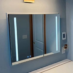 Wide LED medicine cabinet