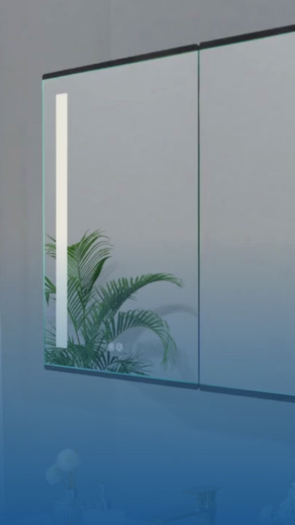 Miroir d'armoire à pharmacie noir à éclairage LED de 34 po L x 26 po H à fixation murale pour salle de bain