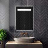 Frontlit LED Lighted Rectangle Bathroom Vanity Mirror - Anti-Fog, Dimmable, 3 Color Temps (20x28 / 32x24 / 40x24)
