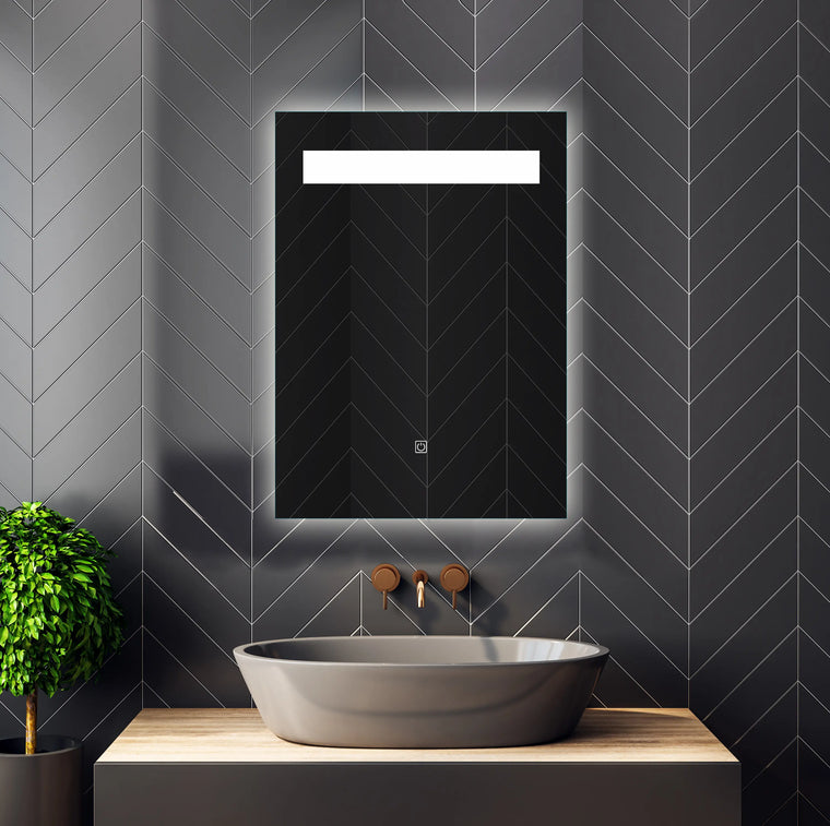 Frontlit LED Lighted Rectangle Bathroom Vanity Mirror - Anti-Fog, Dimmable, 3 Color Temps (20x28 / 32x24 / 40x24)