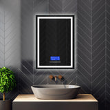 Bluetooth LED bathroom mirror with music, calls and anti-fog, rectangular
