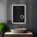 Miroir de salle de bain sans cadre mural éclairé à LED avec grossissement 5x - 20x28 / 32x24 / 40x24