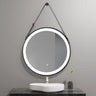 Round Black Framed Vanity Mirror, Belt Hanging