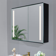 Miroir d'armoire à pharmacie noir à éclairage LED de 34 po L x 26 po H à fixation murale pour salle de bain