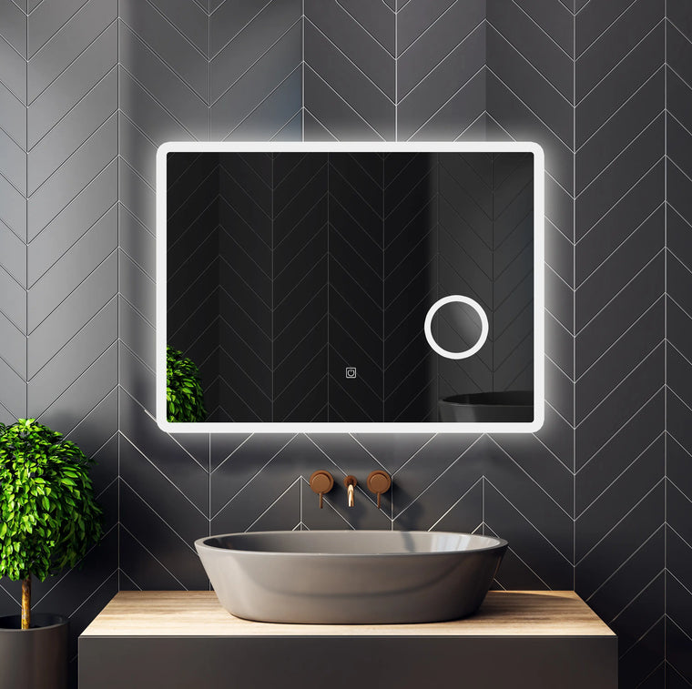 Miroir de salle de bain sans cadre mural éclairé à LED avec grossissement 5x - 20x28 / 32x24 / 40x24