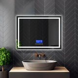 Bluetooth LED bathroom mirror with music, calls and anti-fog, rectangular