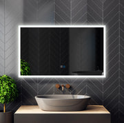 Miroir de maquillage de salle de bain rectangulaire sans cadre à montage mural éclairé par LED - 20x28 / 32x24 / 40x24