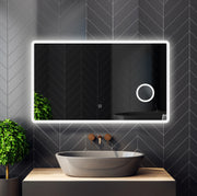 Miroir de salle de bain sans cadre mural éclairé à LED avec grossissement 5x - 20x28 / 32x24 / 40x24