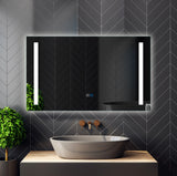 Miroir de maquillage de salle de bain rectangulaire sans cadre à montage mural éclairé par LED - 20x28 / 32x24 / 40x24