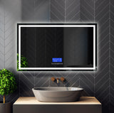 Bluetooth LED bathroom mirror with music, calls and anti-fog, rectangular