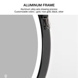 Miroir rond de meuble-lavabo de maquillage de salle de bain encadré noir à éclairage LED avec ceinture
