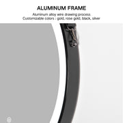 Miroir rond de meuble-lavabo de maquillage de salle de bain encadré noir à éclairage LED avec ceinture