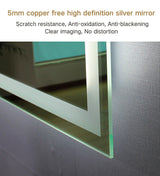 Bluetooth LED bathroom mirror with music, calls and anti-fog, rectangular