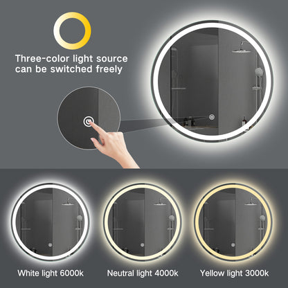 LED Lighted Round Bathroom Vanity Mirror