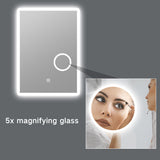 Miroir de salle de bain sans cadre mural éclairé à LED avec grossissement 5x - 20x28 / 32x24 / 40x24