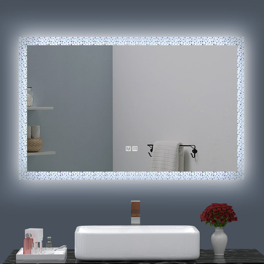 Mosaic Edges Bathroom Vanity Mirror with Defogger