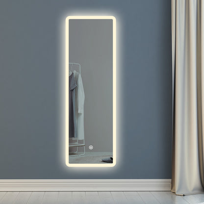 Miroir de dressage de chambre à coucher sans cadre rectangle vertical éclairé par LED 16x48 / 18x60