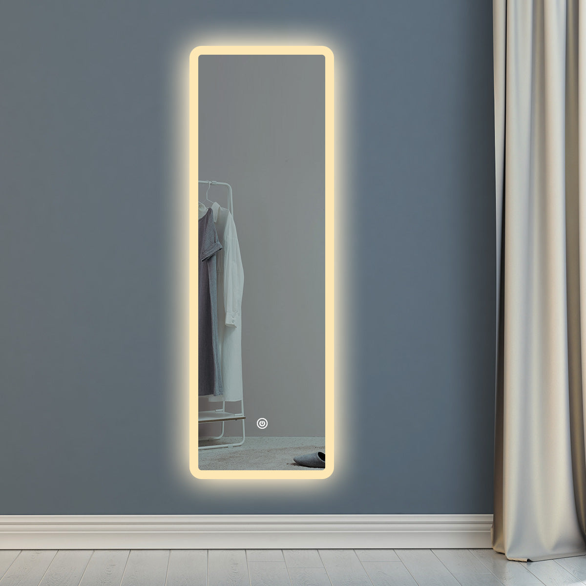 Miroir de dressage de chambre à coucher sans cadre rectangle vertical éclairé par LED 16x48 / 18x60