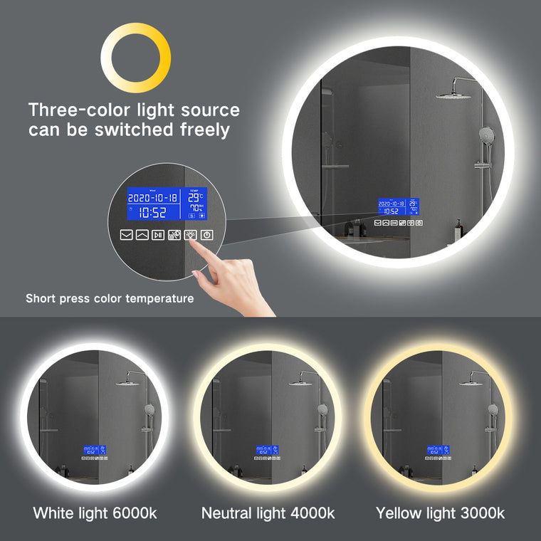 Round Bluetooth Speaker Music Call Vanity Mirror with Lights