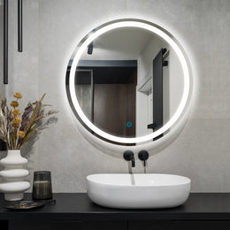 Miroir de maquillage de salle de bain rond sans cadre à éclairage LED de 24 