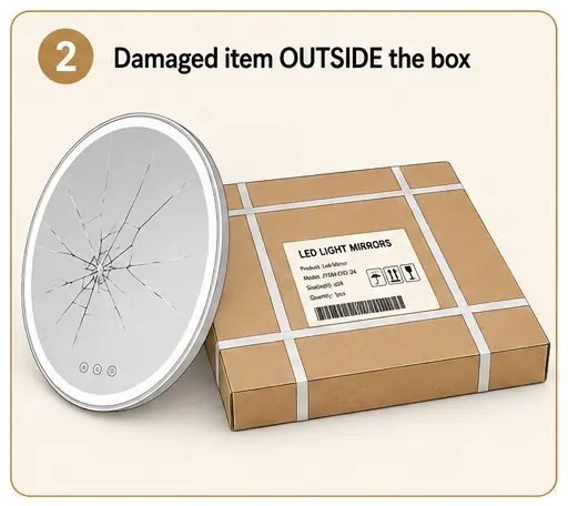 Damaged item outside the box