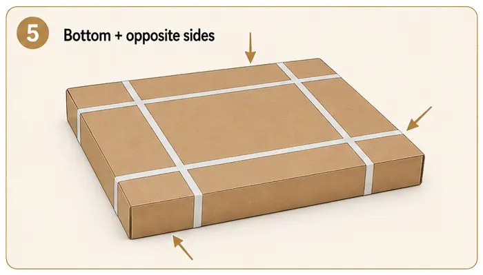 Bottom and opposite sides of the box